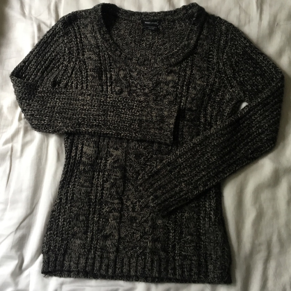 Black and grey knit sweater